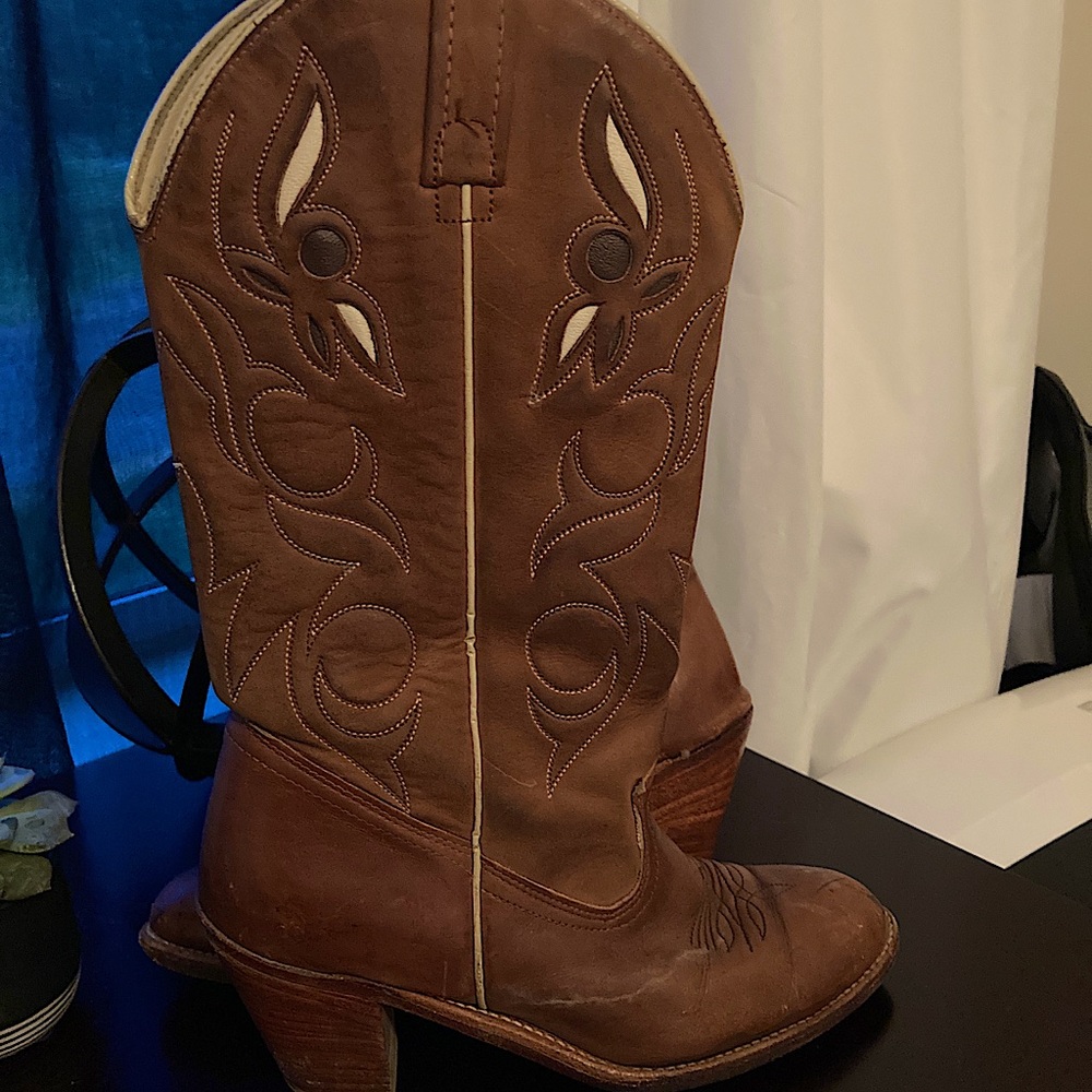 Acme Brown Cowboy Western Boots Women's Size 7 M Pointed Toe